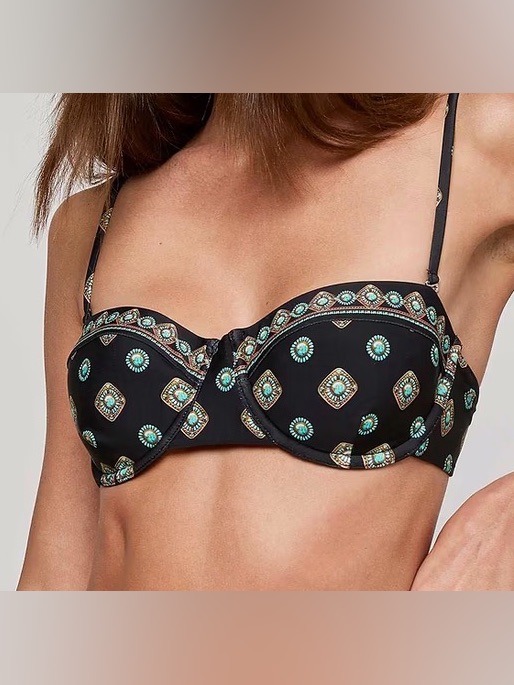L'agence Alexandra Underwire Bikini Top Geometric Medallion Print Underwire Nwt